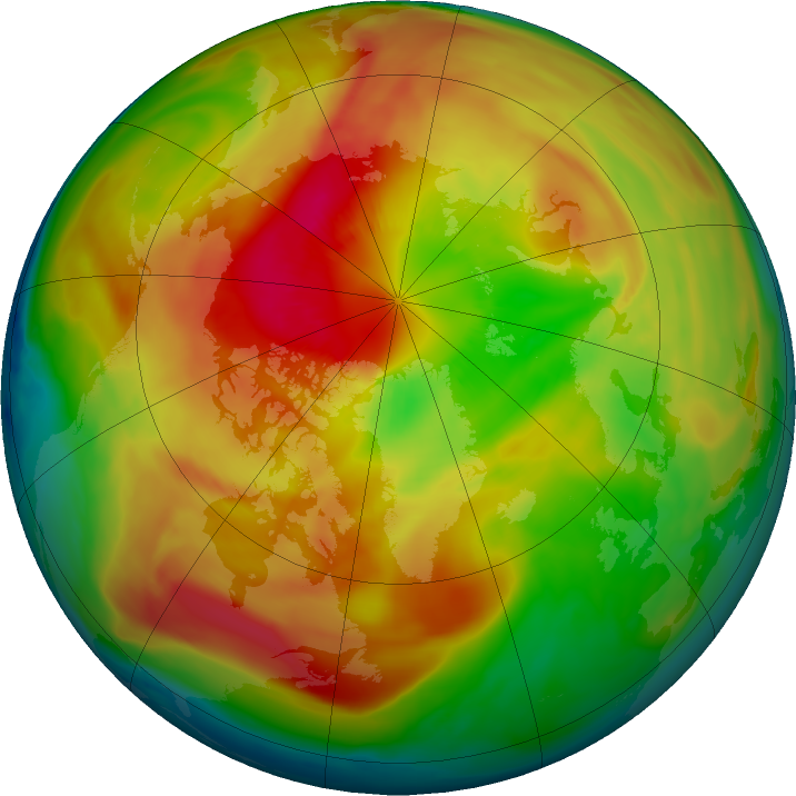 Arctic ozone map for 13 March 2017